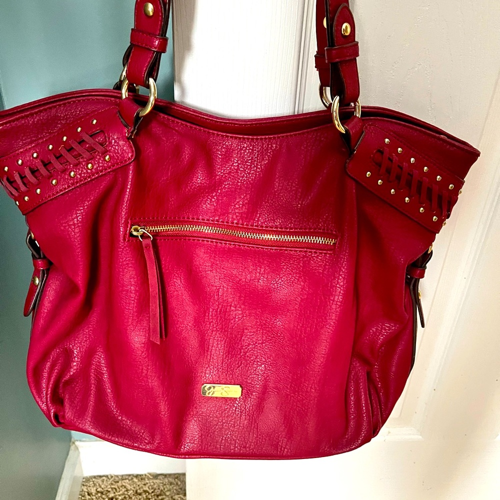 Burgundy leather Jessica Simpson large handbag